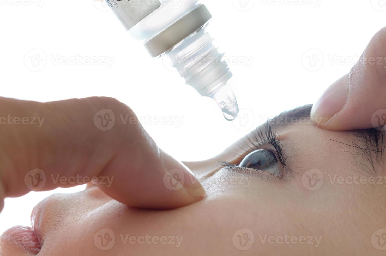 Caring for eyes with eye drops. photo