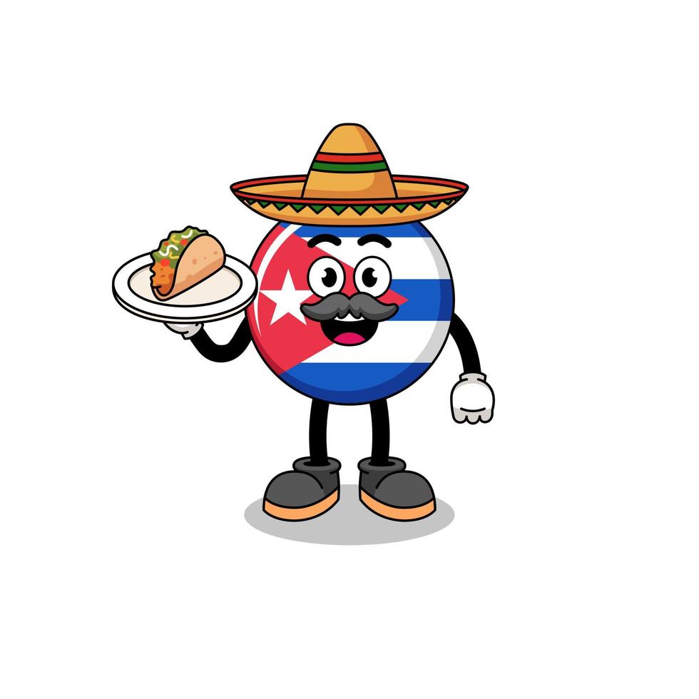 Character cartoon of cuba flag as a mexican chef vector