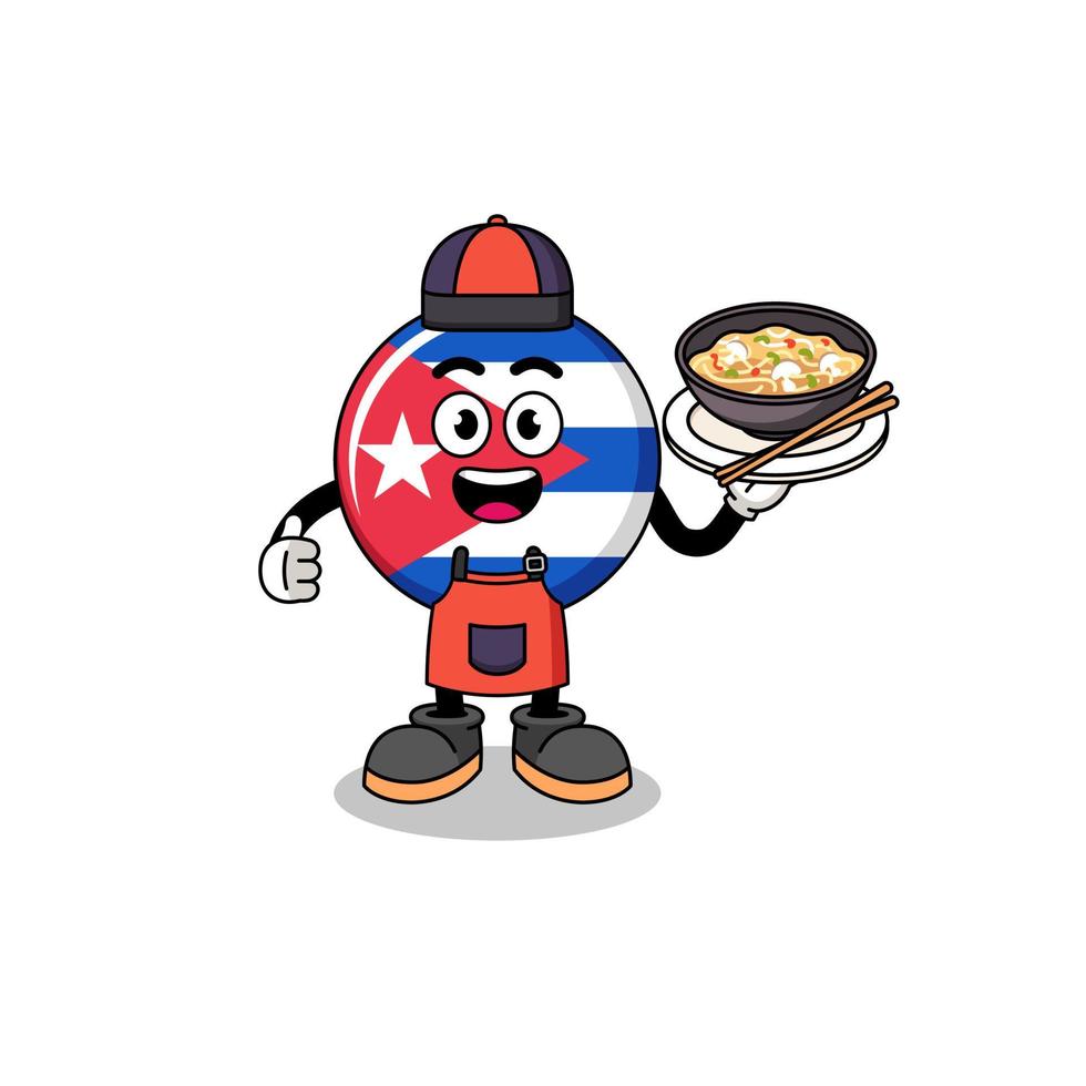 Illustration of cuba flag as an asian chef vector