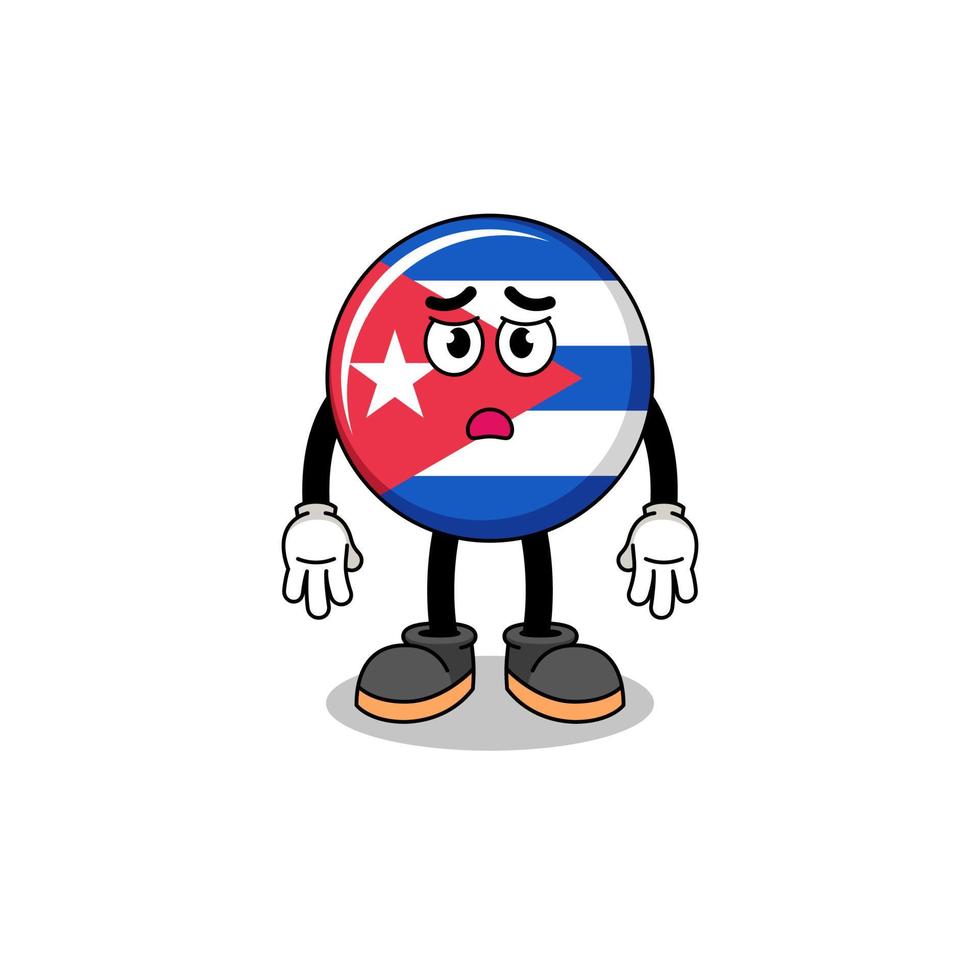 cuba flag cartoon illustration with sad face vector