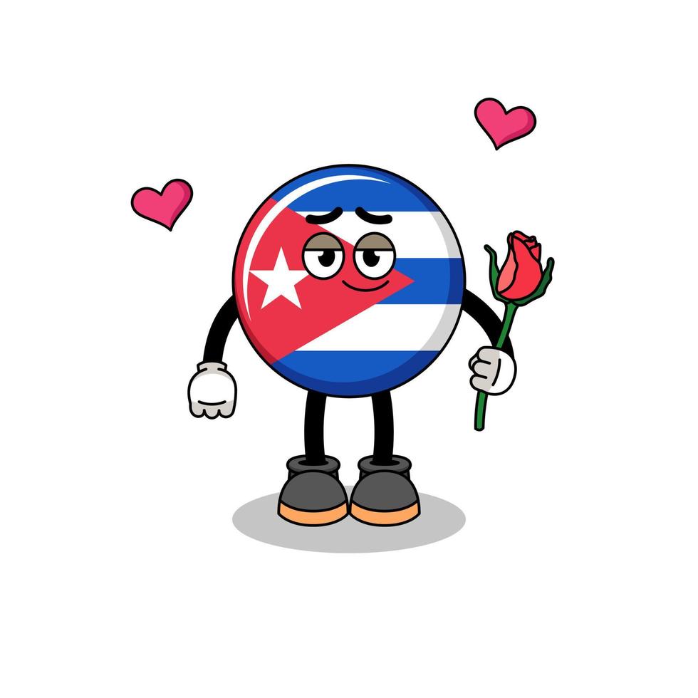 cuba flag mascot falling in love vector