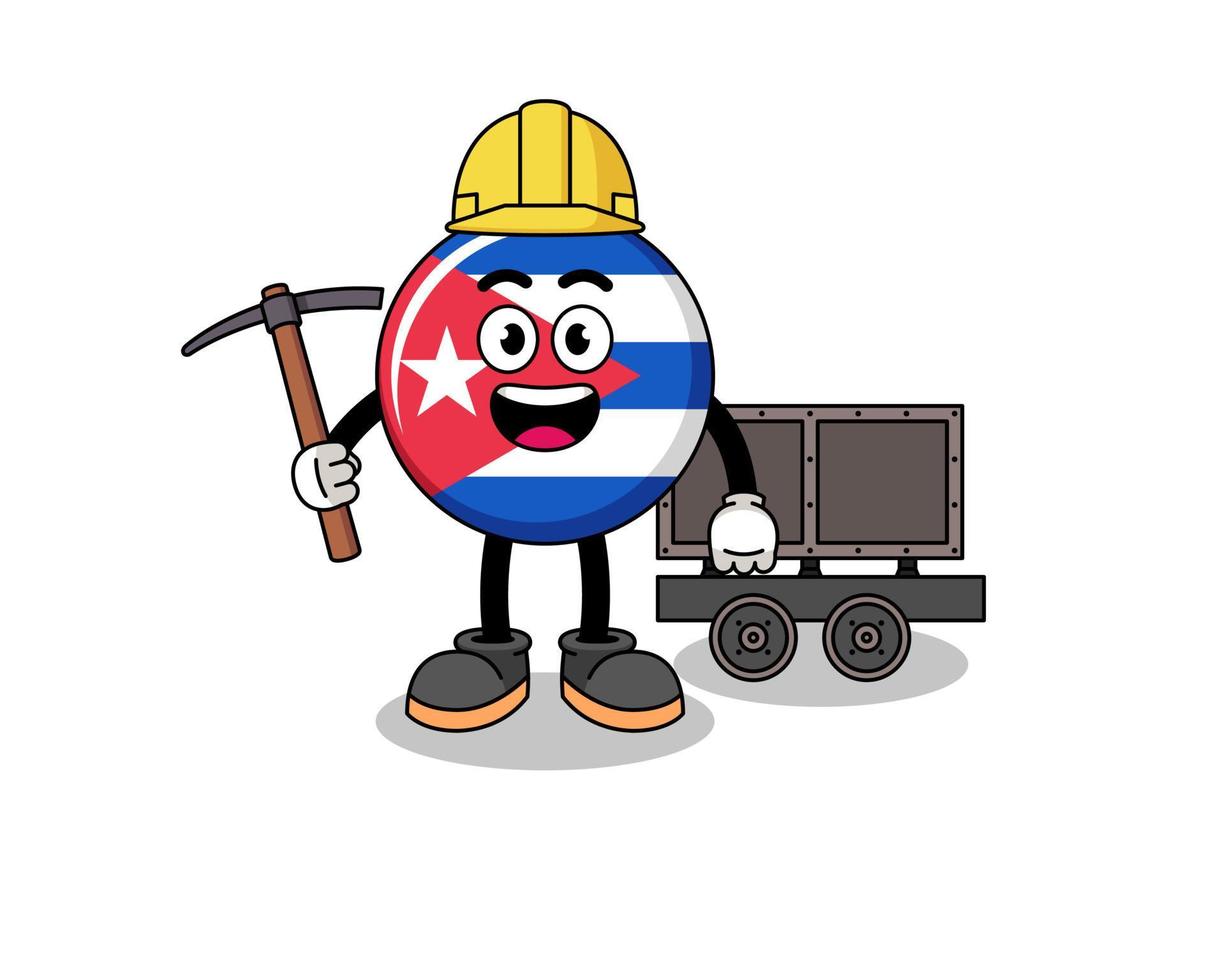 Mascot Illustration of cuba flag miner vector