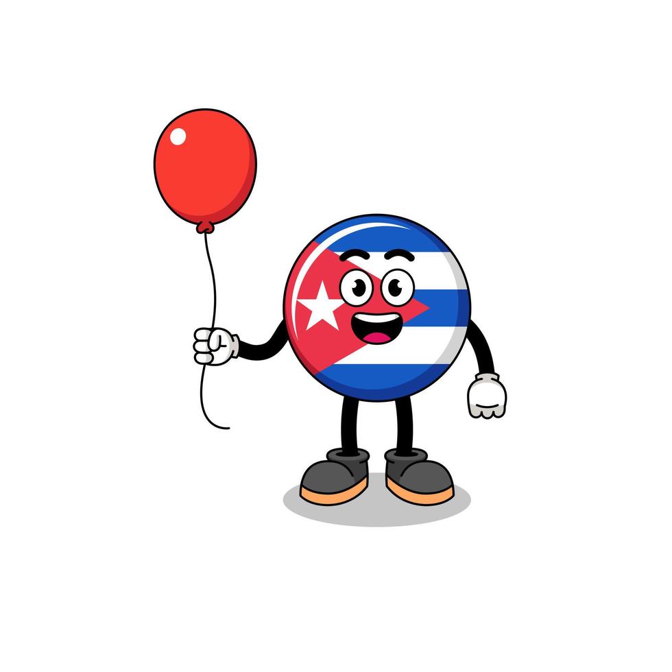 Cartoon of cuba flag holding a balloon vector