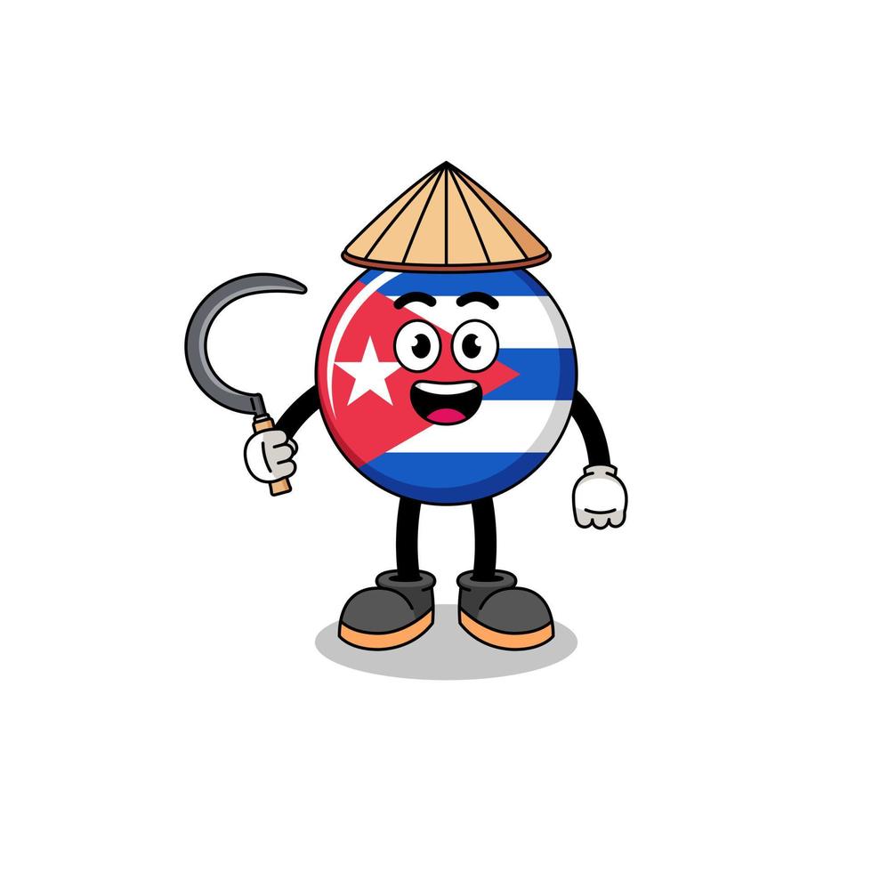 Illustration of cuba flag as an asian farmer vector