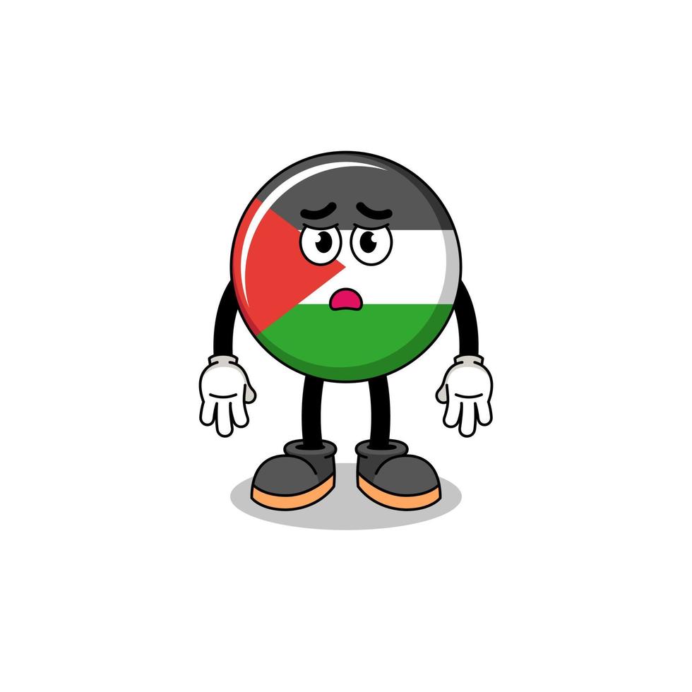 palestine flag cartoon illustration with sad face vector