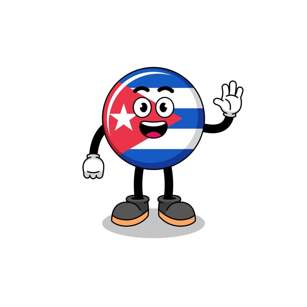 cuba flag cartoon doing wave hand gesture vector