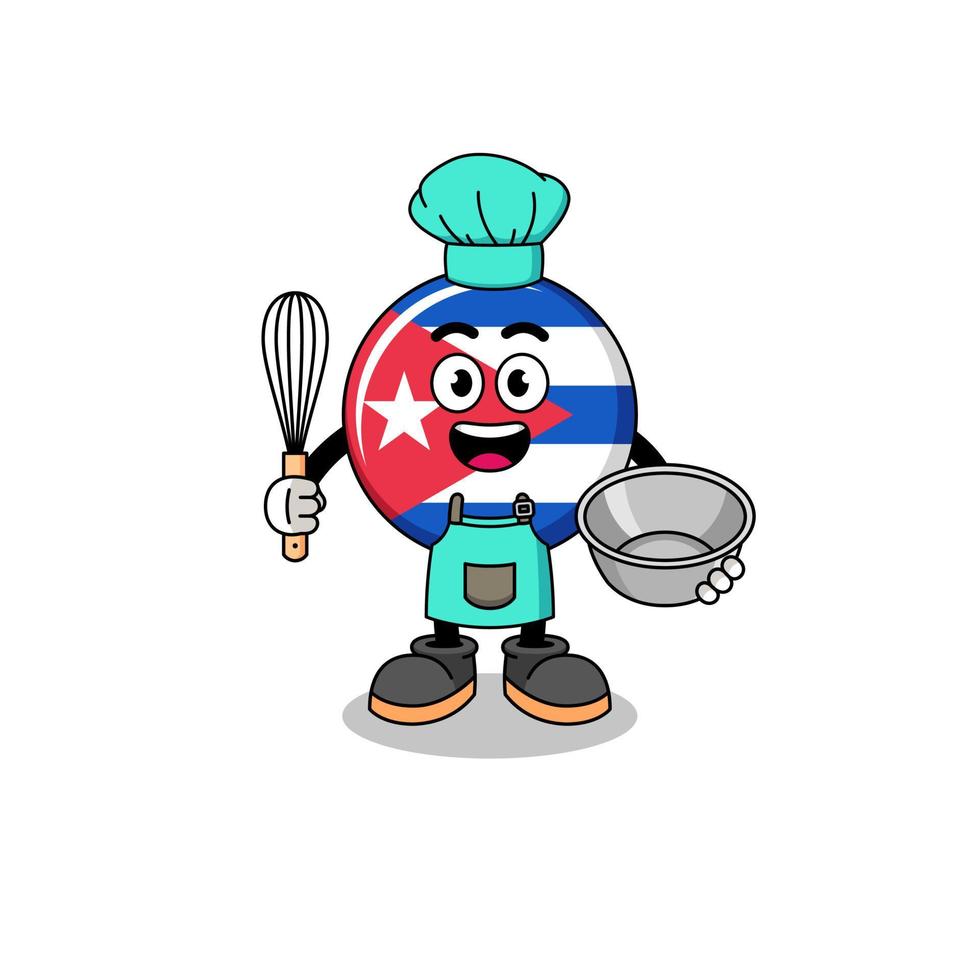 Illustration of cuba flag as a bakery chef vector