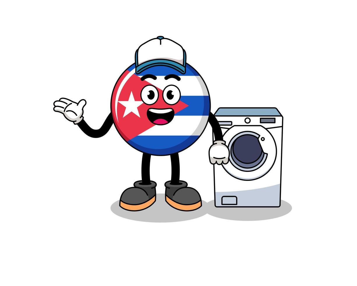 cuba flag illustration as a laundry man vector