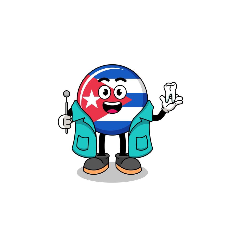 Illustration of cuba flag mascot as a dentist vector