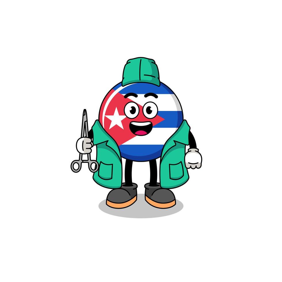 Illustration of cuba flag mascot as a surgeon vector