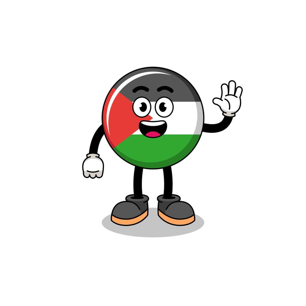 palestine flag cartoon doing wave hand gesture vector