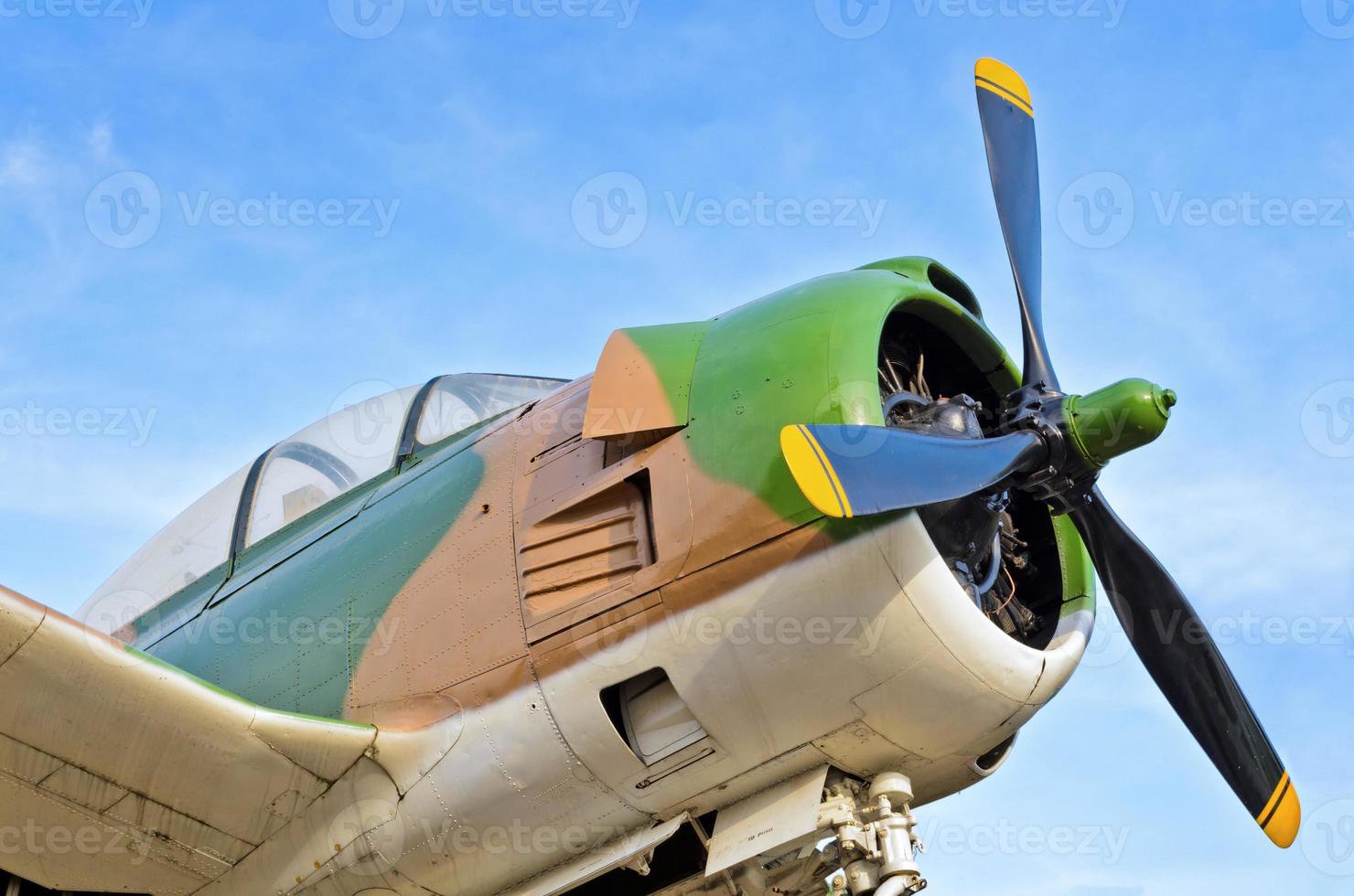 Fighter aircraft in world war 2 on sky background photo