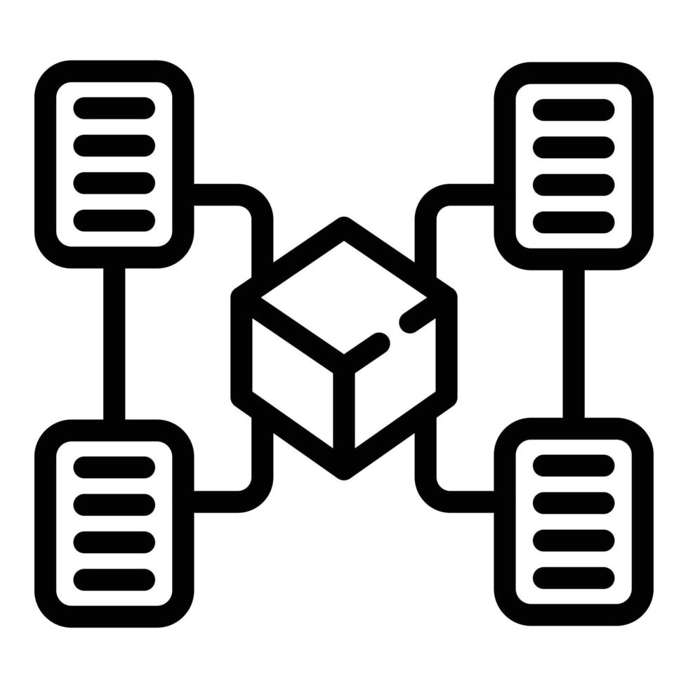 Blockchain network icon, outline style vector