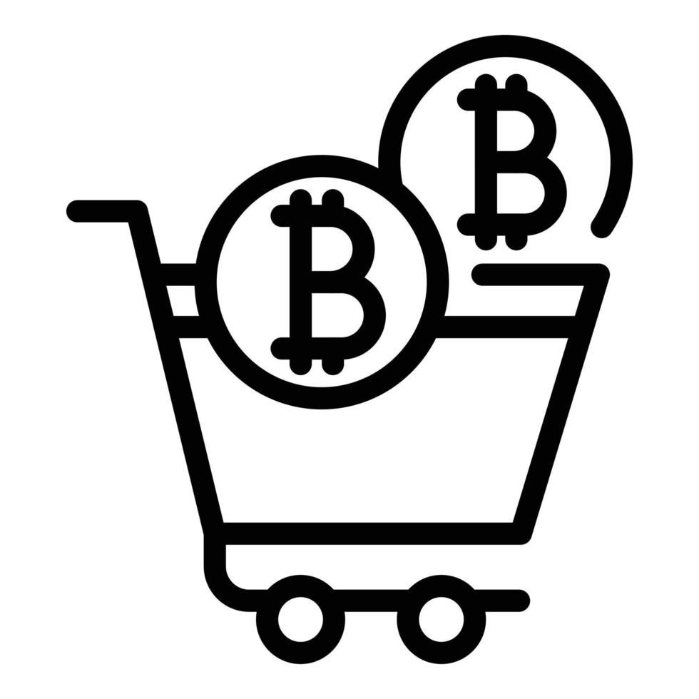 Cart cryptocurrency icon, outline style vector