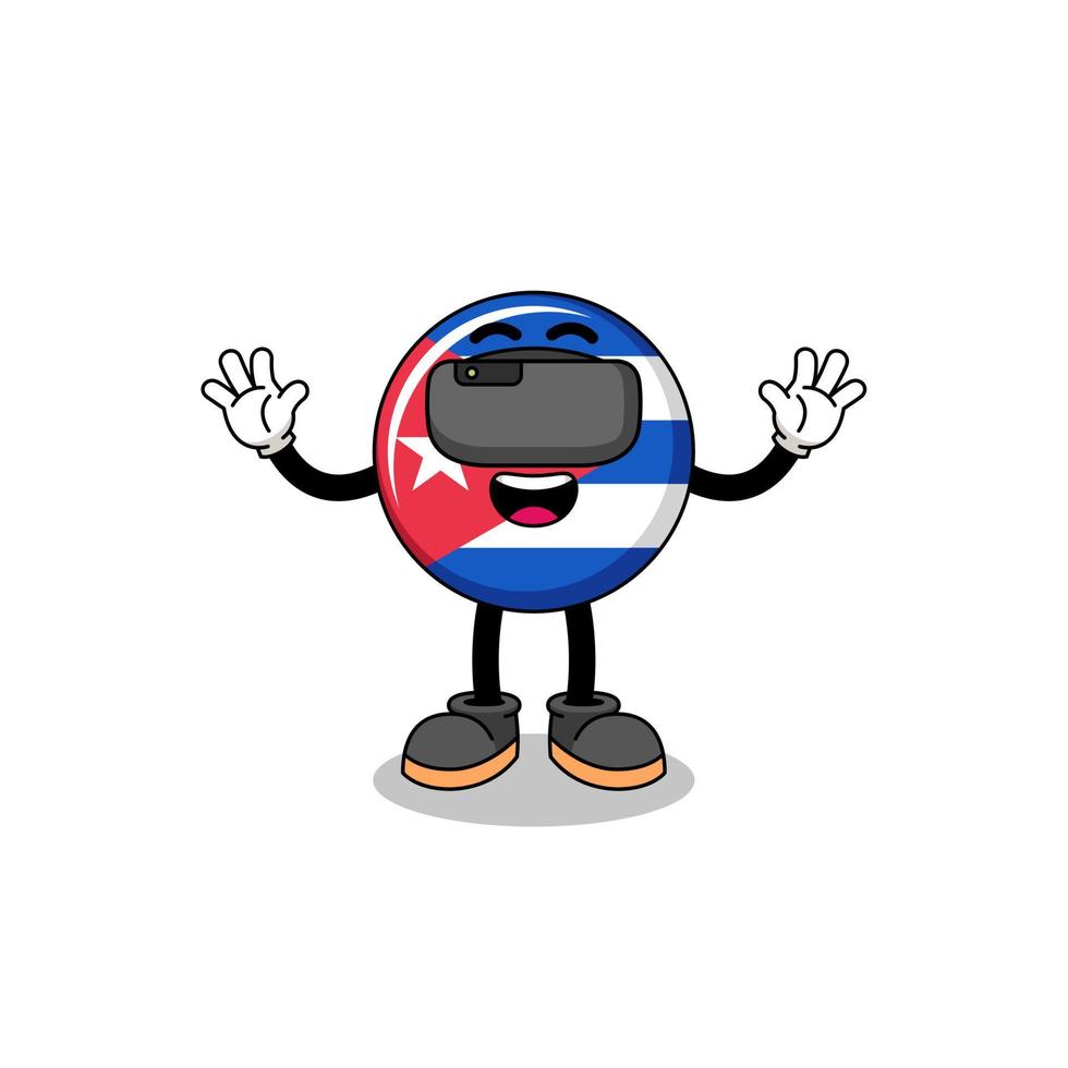 Illustration of cuba flag with a vr headset vector