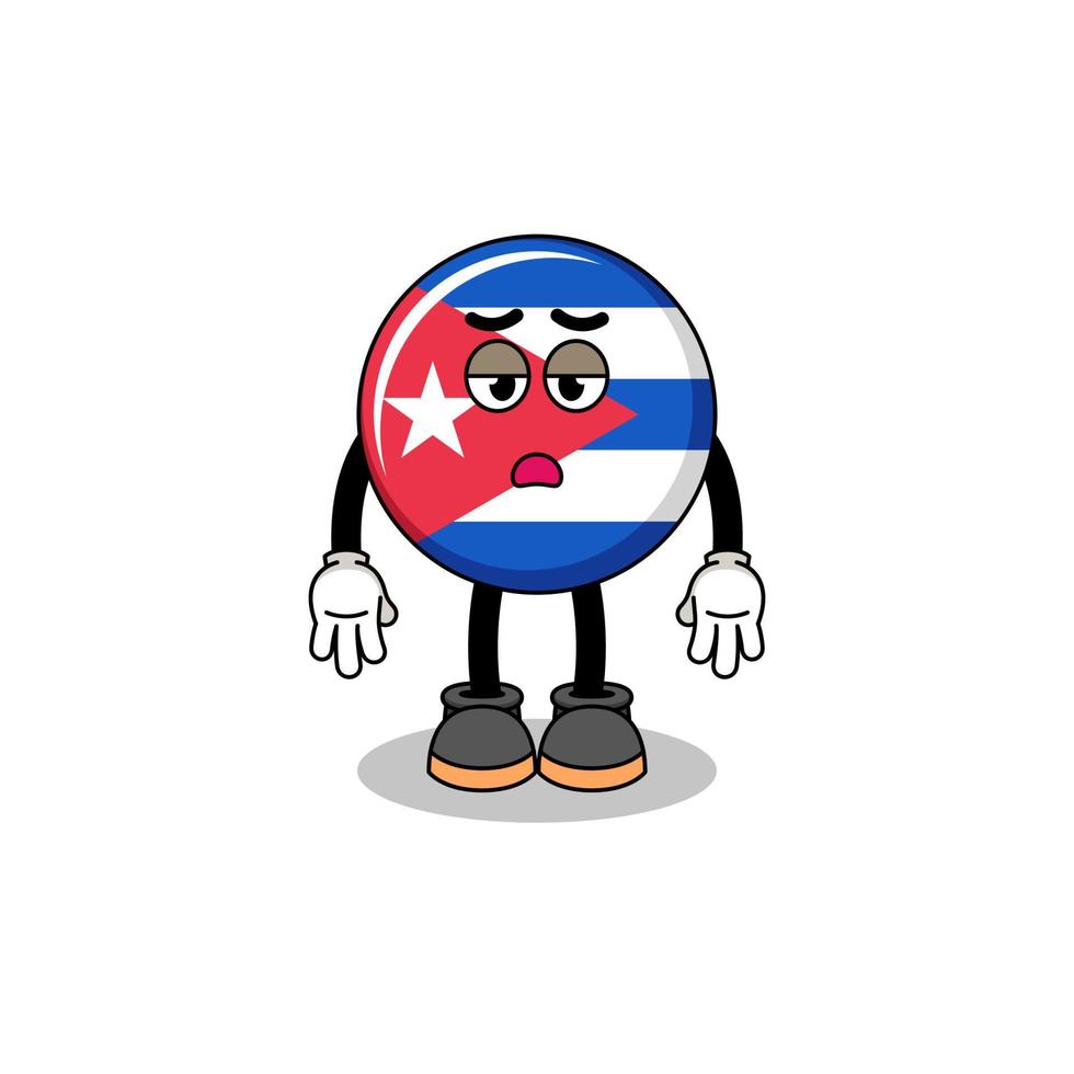 dibujos animados de la bandera de cuba con gesto de fatiga vector