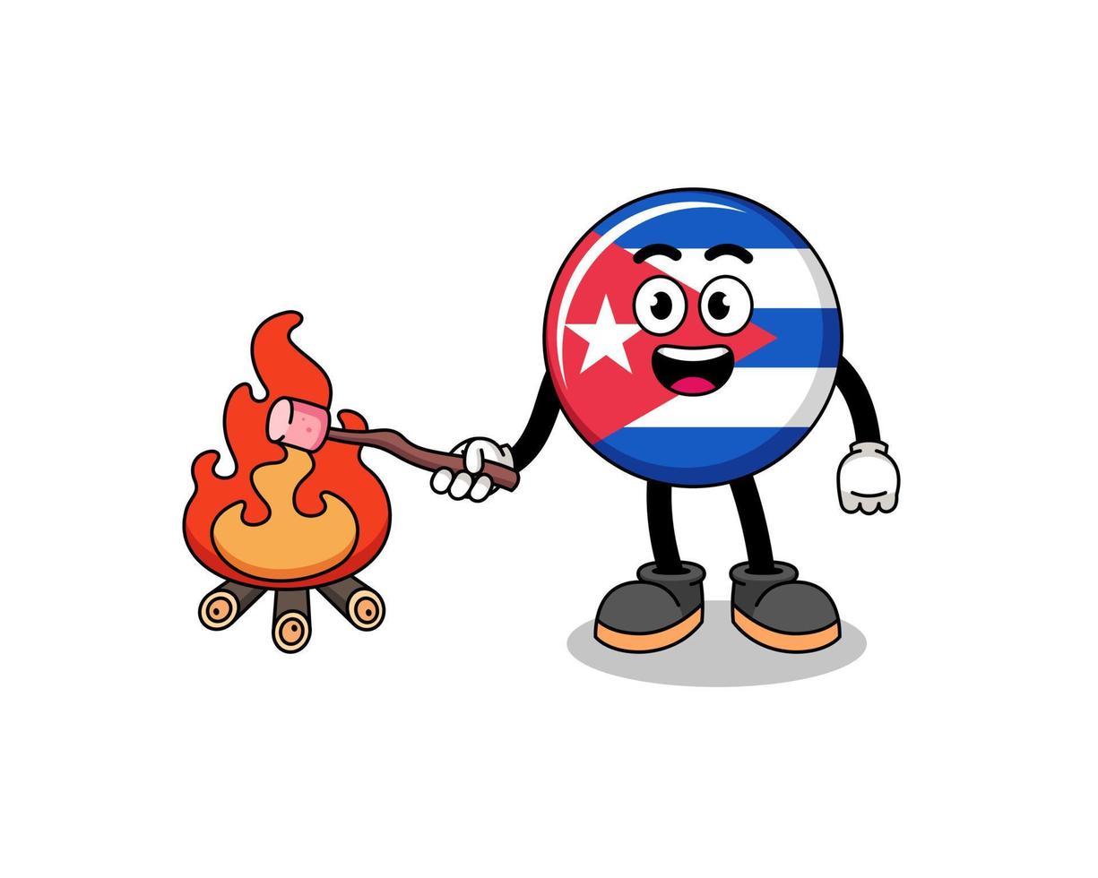 Illustration of cuba flag burning a marshmallow vector