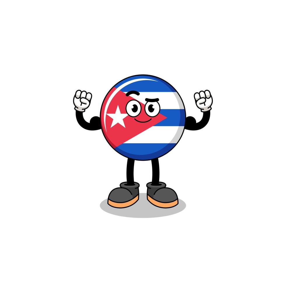 Mascot cartoon of cuba flag posing with muscle vector