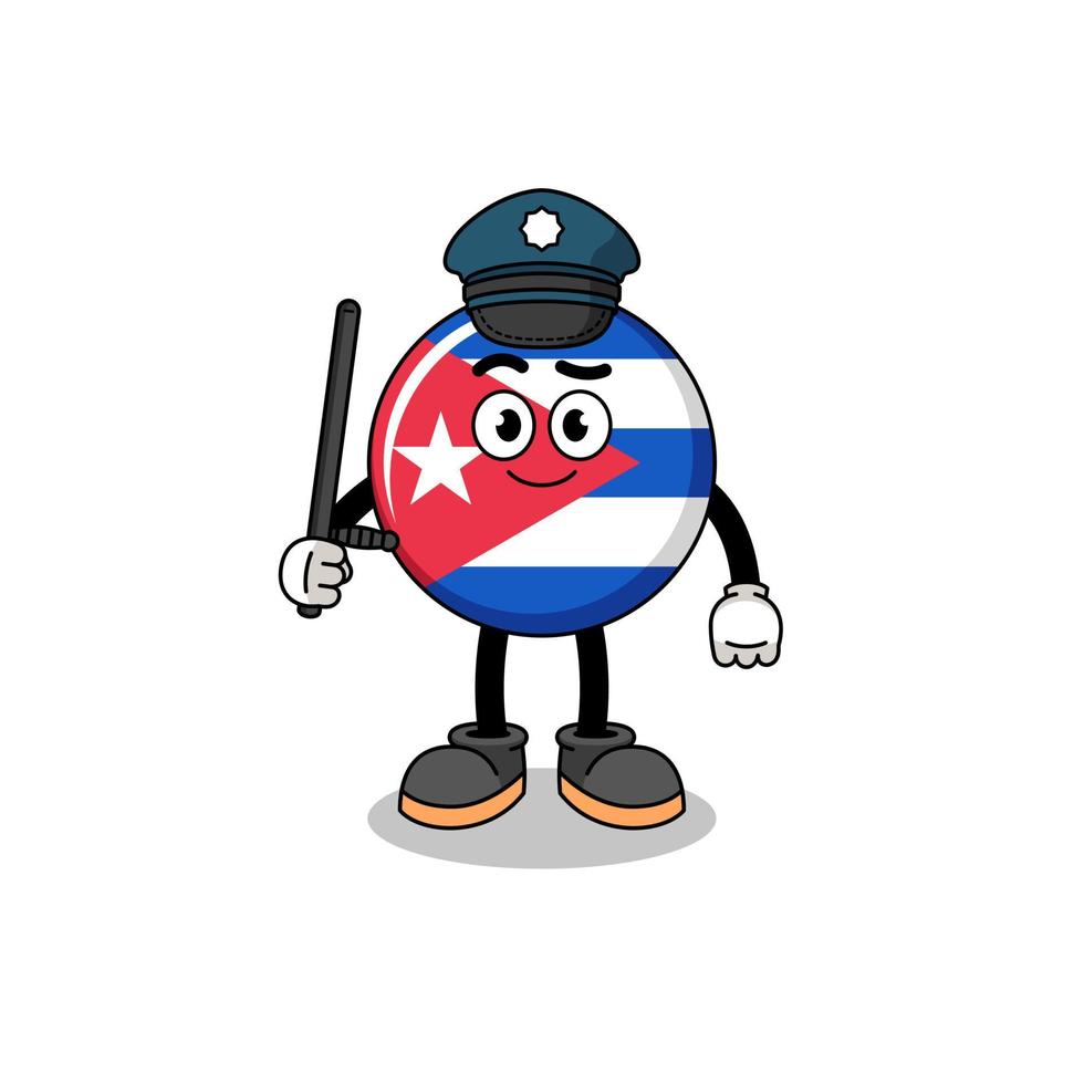 Cartoon Illustration of cuba flag police vector