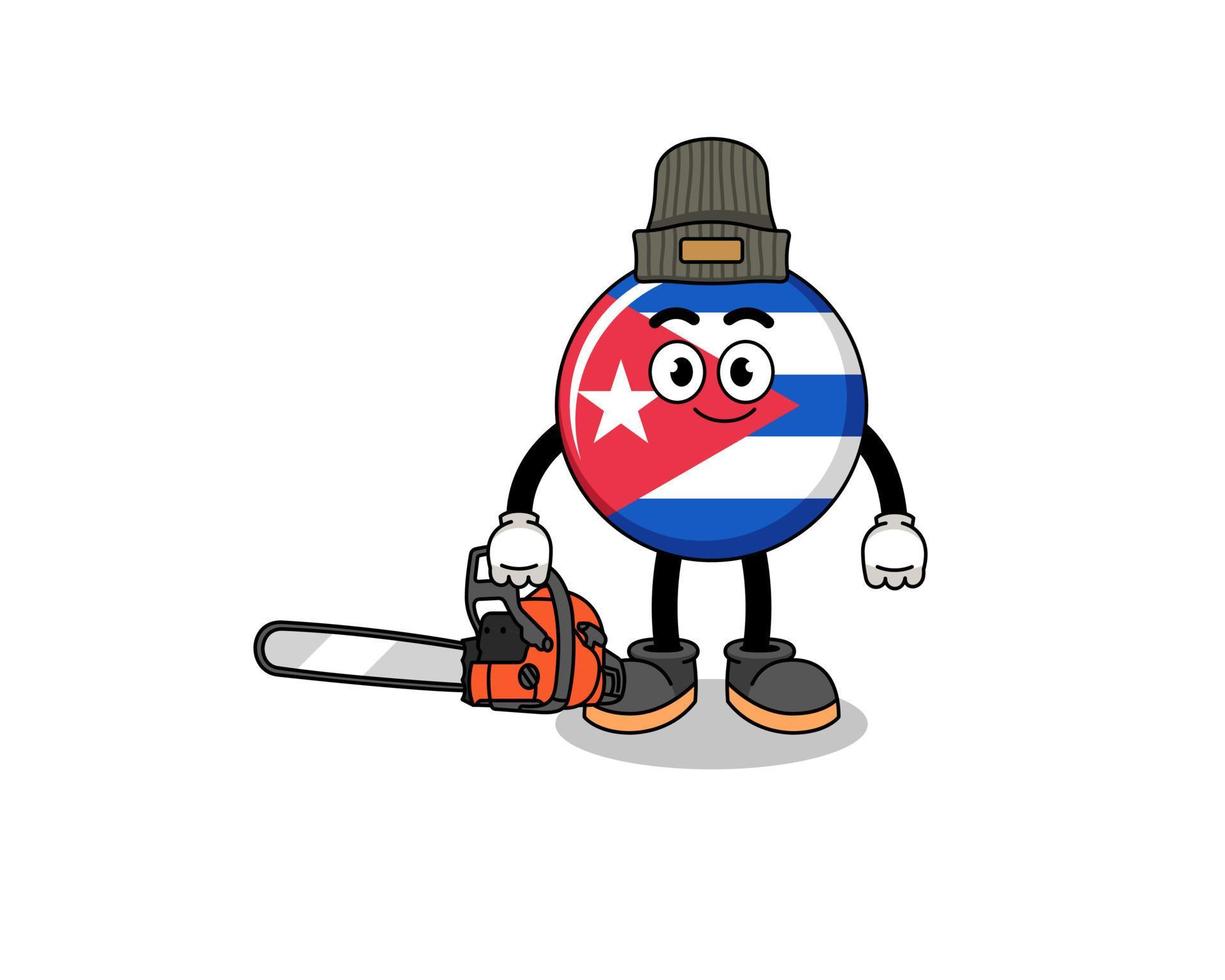 cuba flag illustration cartoon as a lumberjack vector