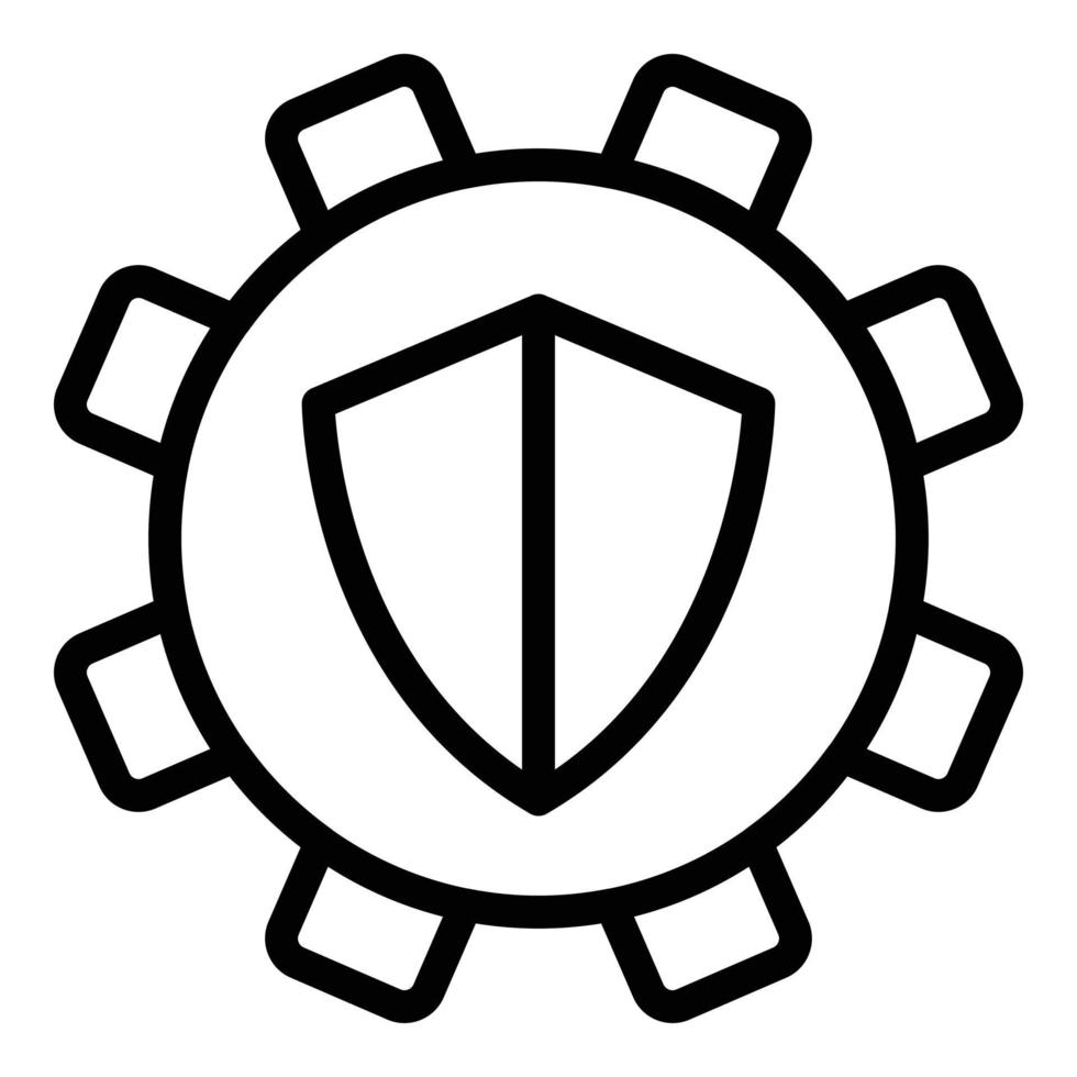 Secured gear interface icon, outline style vector