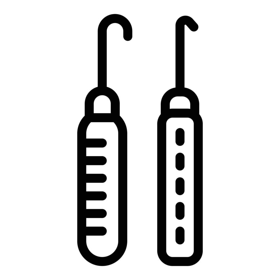 Knitting hook instrument icon, outline style vector