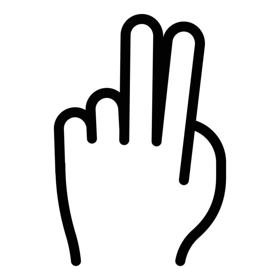 Hand gesture two fingers icon, outline style vector