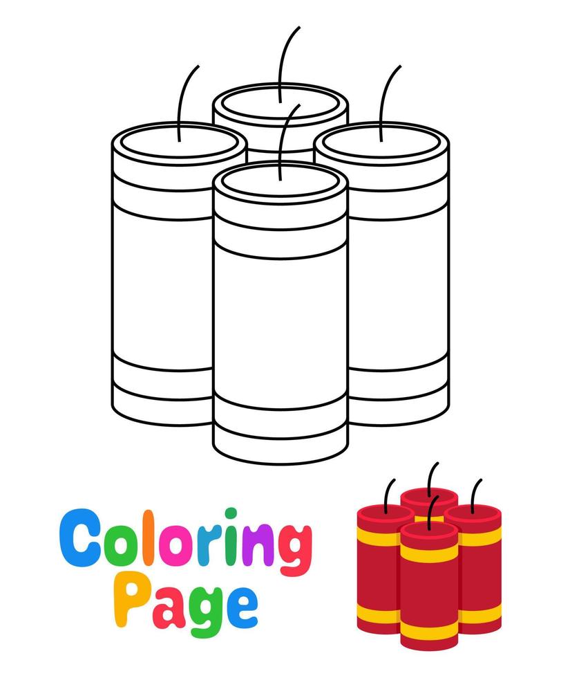 Coloring page with Firecracker for kids vector