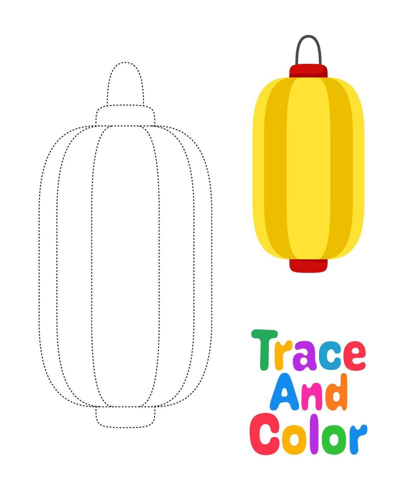 Chinese lantern tracing worksheet for kids vector
