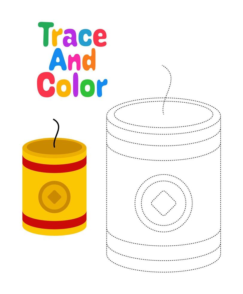 Firecracker tracing worksheet for kids vector