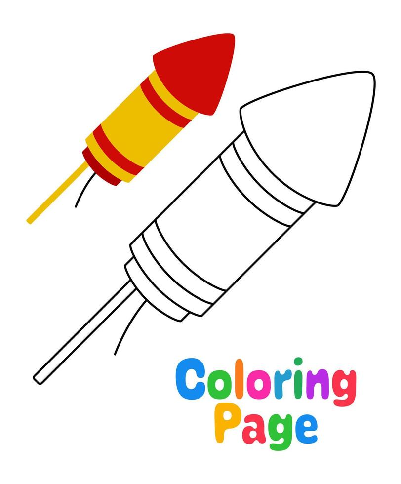 Coloring page with Firecracker for kids vector