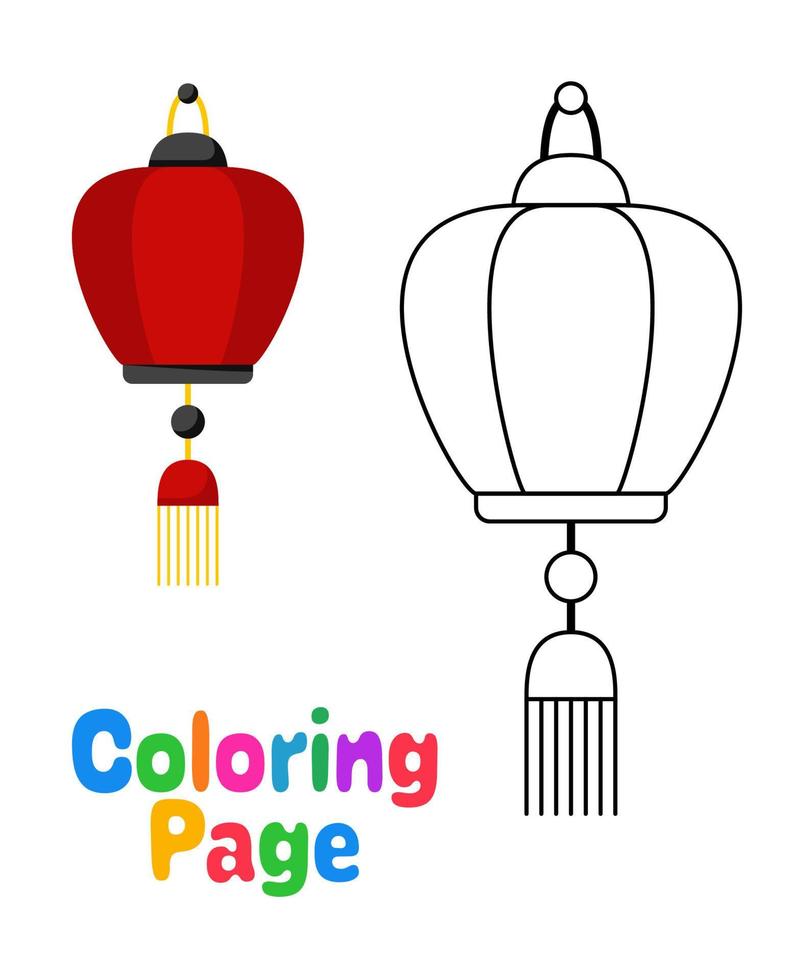 Coloring page with Chinese Lantern for kids vector