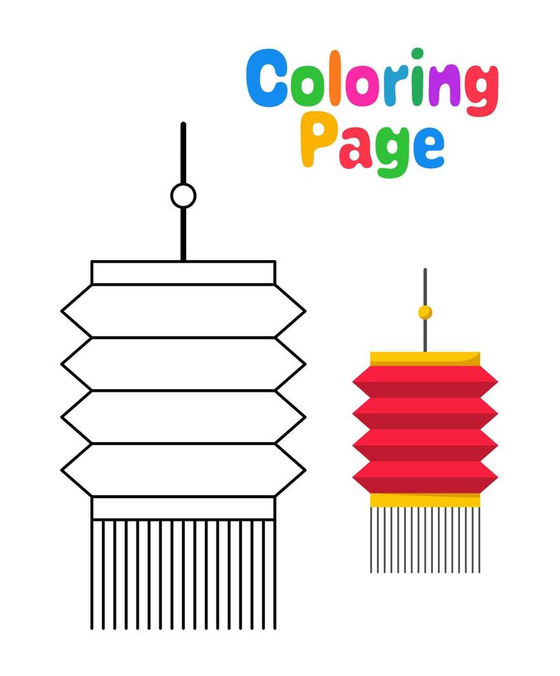 Coloring page with Chinese Lantern for kids vector