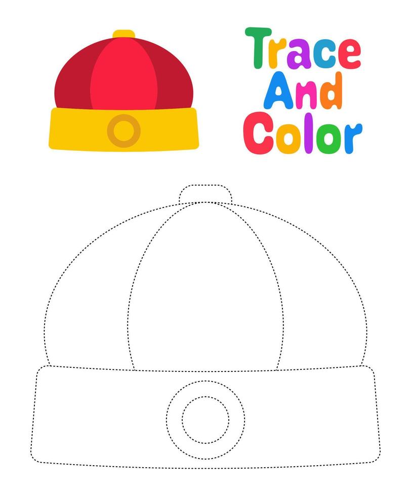 hoja de trabajo de rastreo de sombrero chino para niños vector
