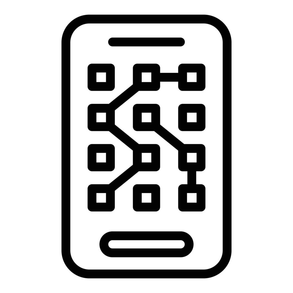 Digital phone interface icon, outline style vector