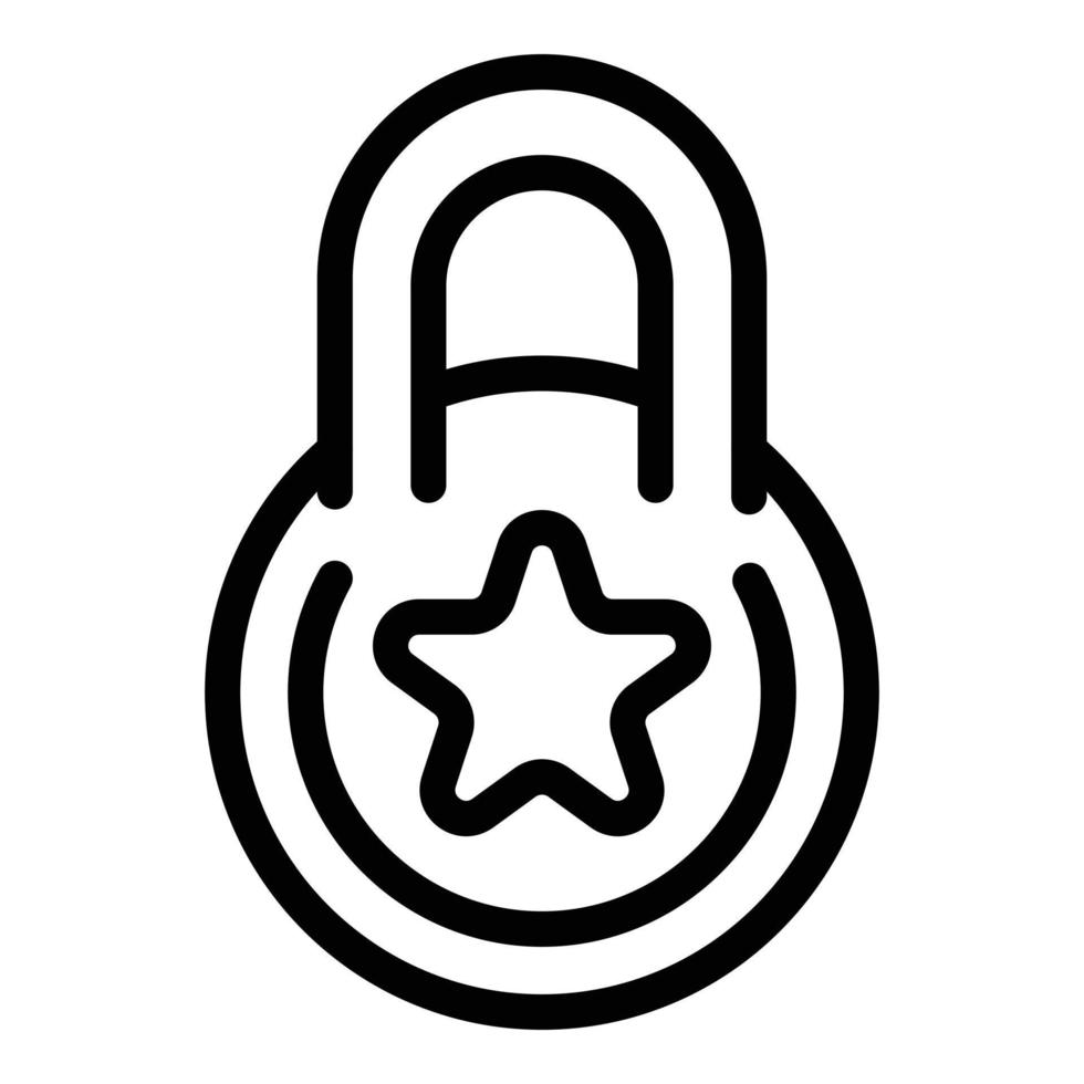 Star lock icon, outline style vector