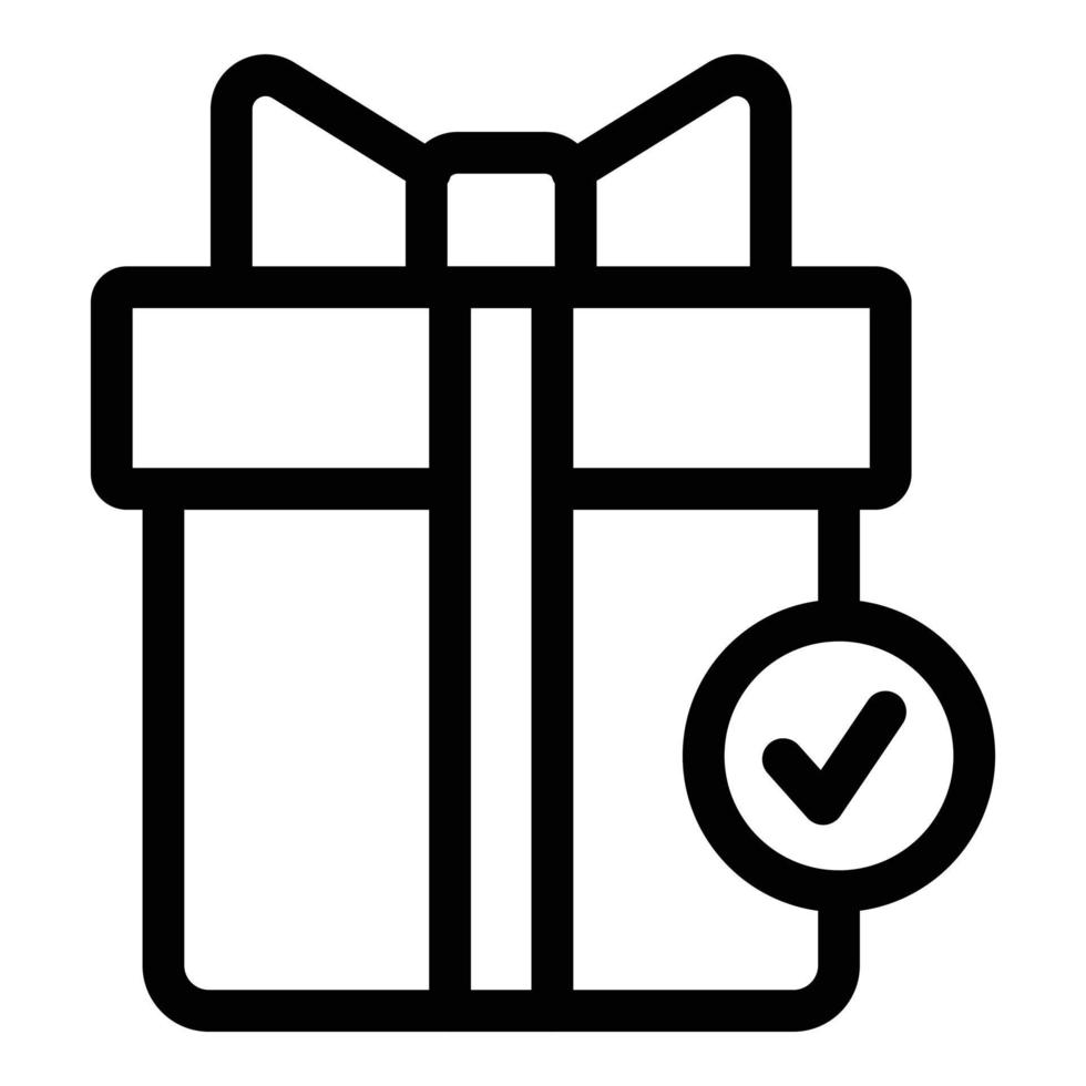 Approved gift box icon, outline style vector