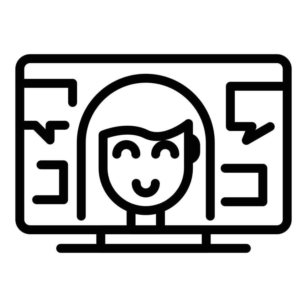 Video contact support icon, outline style vector