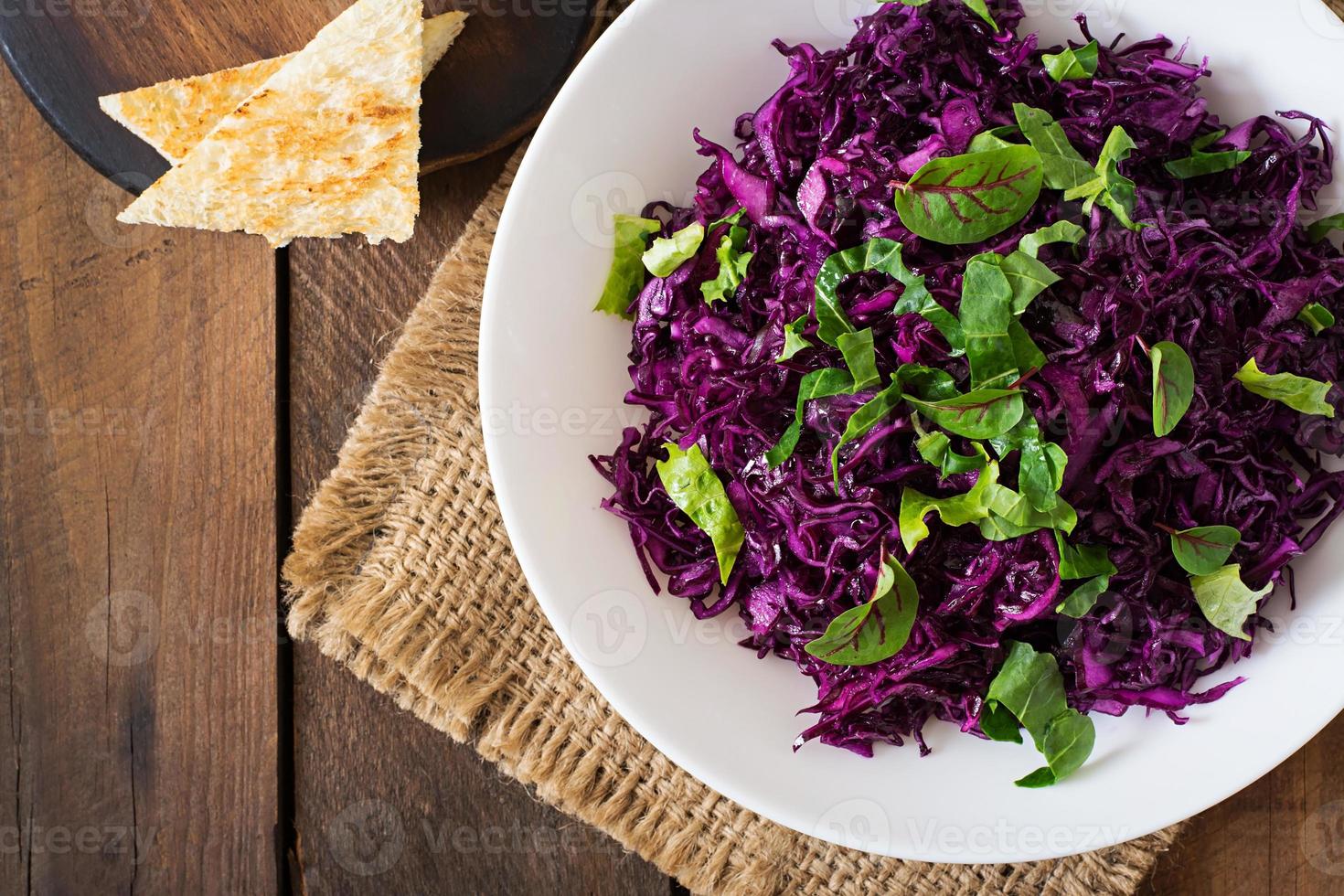 Salad of red cabbage with herbs photo