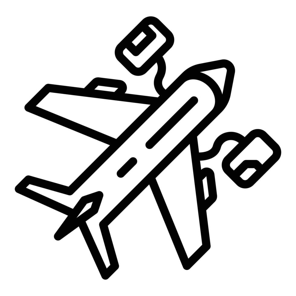 icono de avión del aeropuerto, estilo de contorno vector