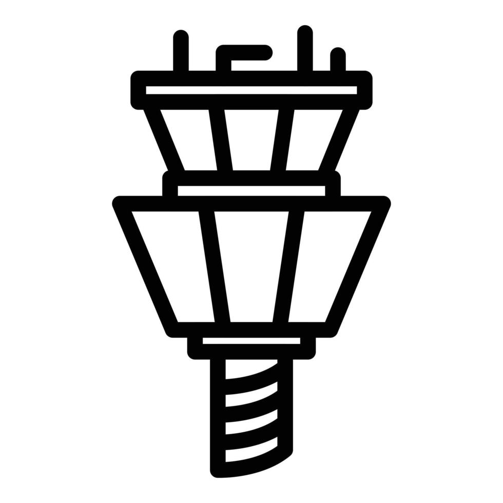 icono de la torre de control del aeropuerto, estilo de esquema vector