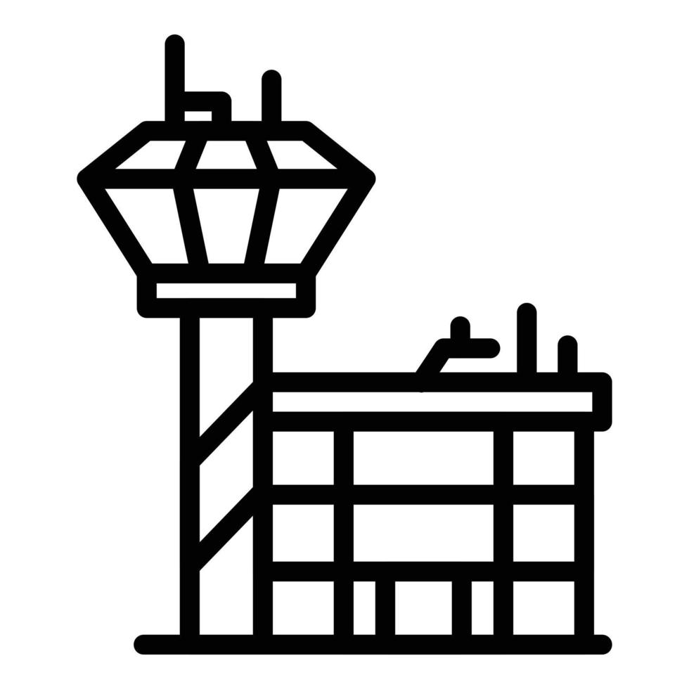 icono de control de torre de avión, estilo de contorno vector