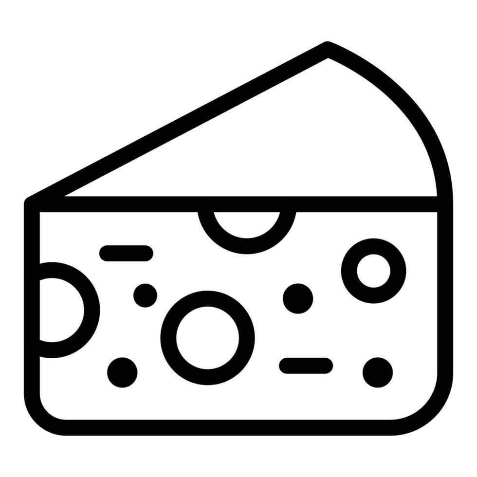 icono de trozo de queso, estilo de esquema vector