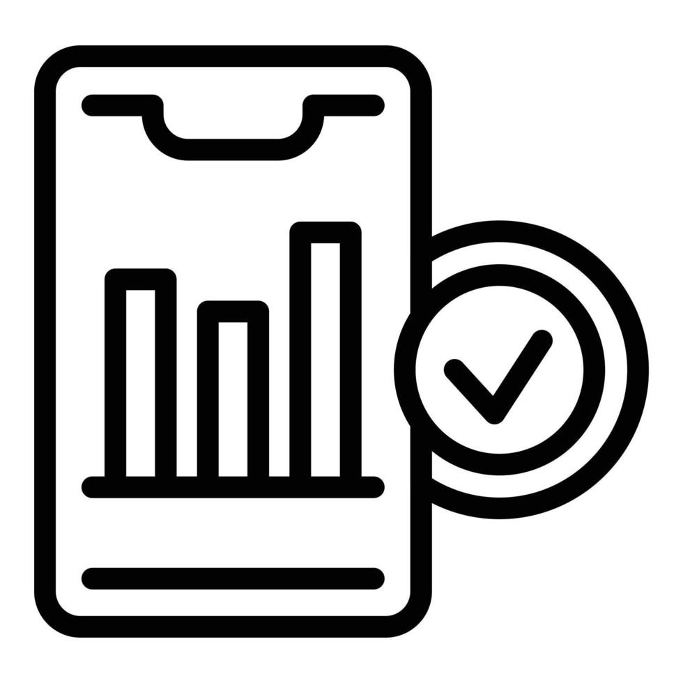 Market position graph icon, outline style vector
