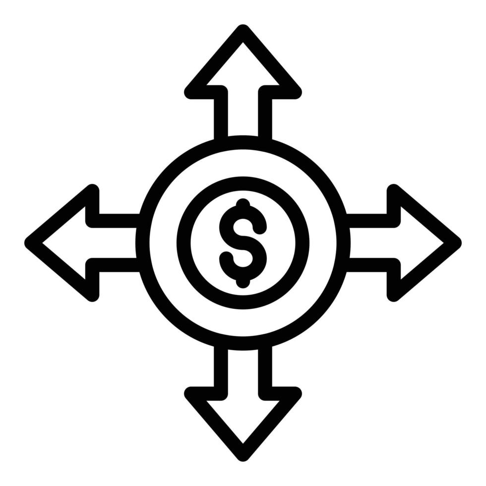 Target money icon, outline style vector