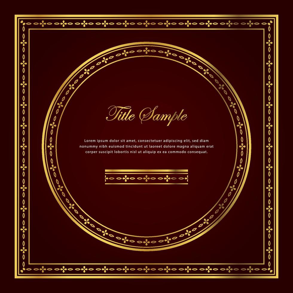 Luxury golden square and round frame set vector