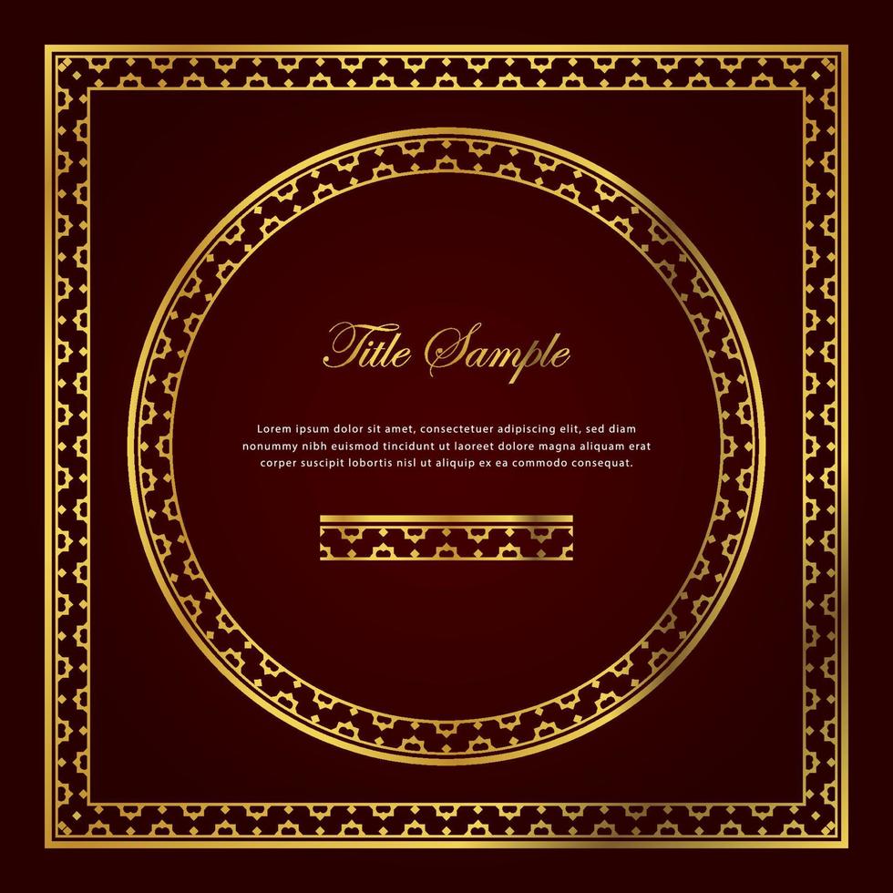 Luxury golden square and round frame set vector