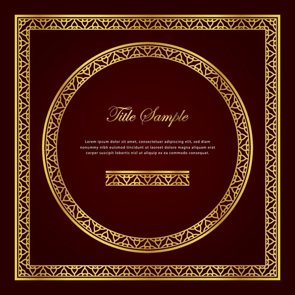 Luxury golden square and round frame set vector