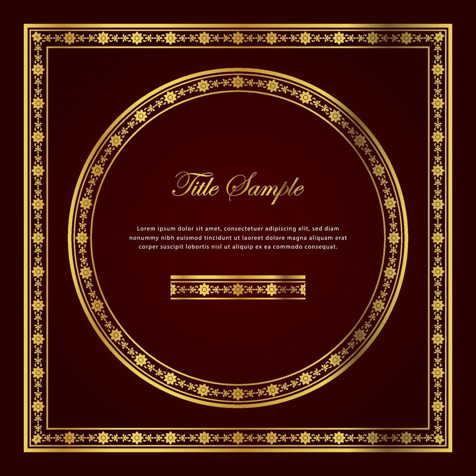 Luxury golden square and round frame set vector