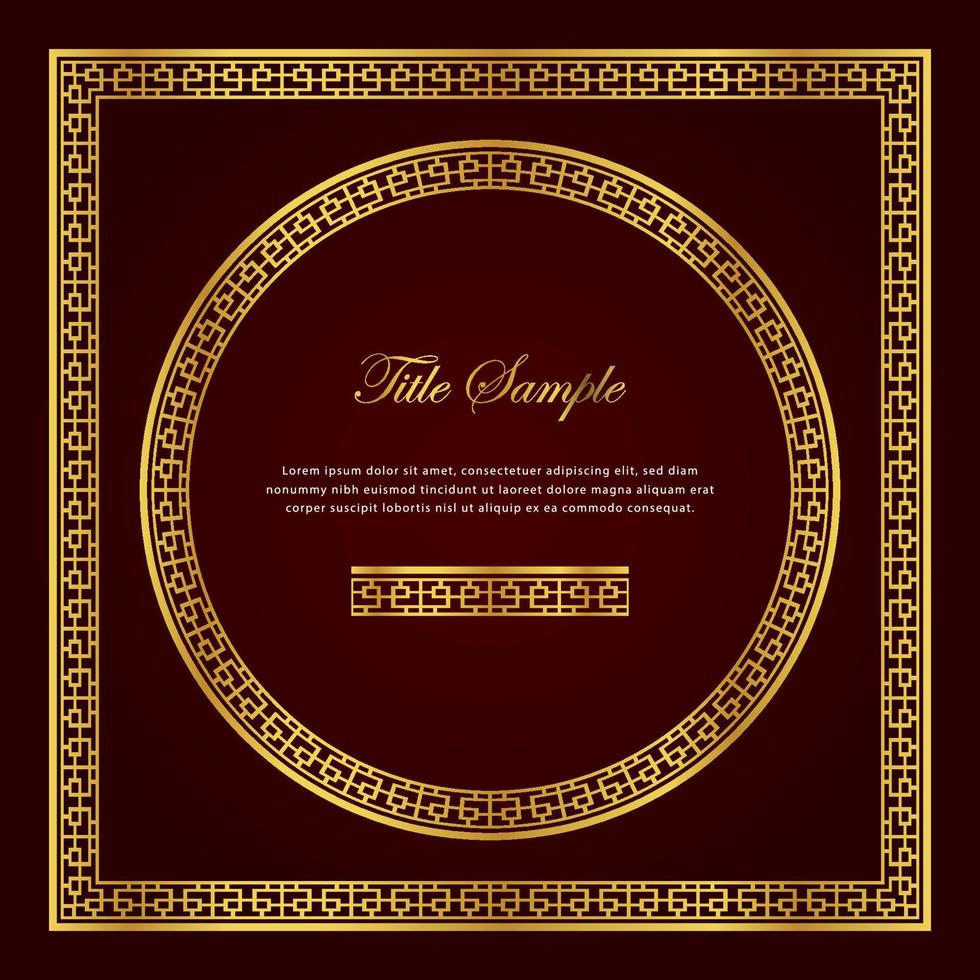 Luxury golden square and round frame set vector